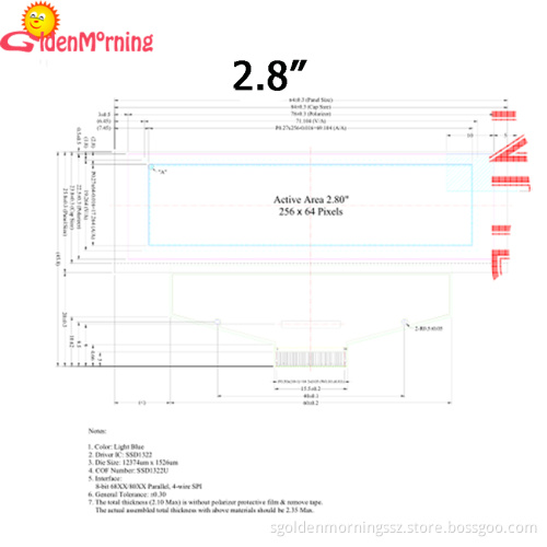 2.8-inch OLED Display Module, yellow Color